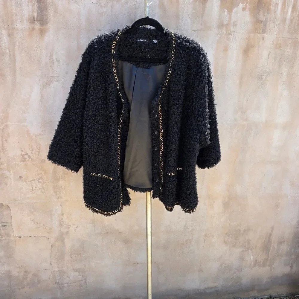 Michael Simon Boucle Jacket With Gold Chain